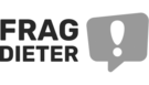 Jemand stellt eine Frage an Dieter. Das Logo zeigt FRAG DIETER und eine Sprechblase mit Ausrufezeichen, die die Antwort signalisiert.