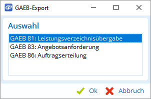 Jemand wählt in der GAEB-Export-Maske 