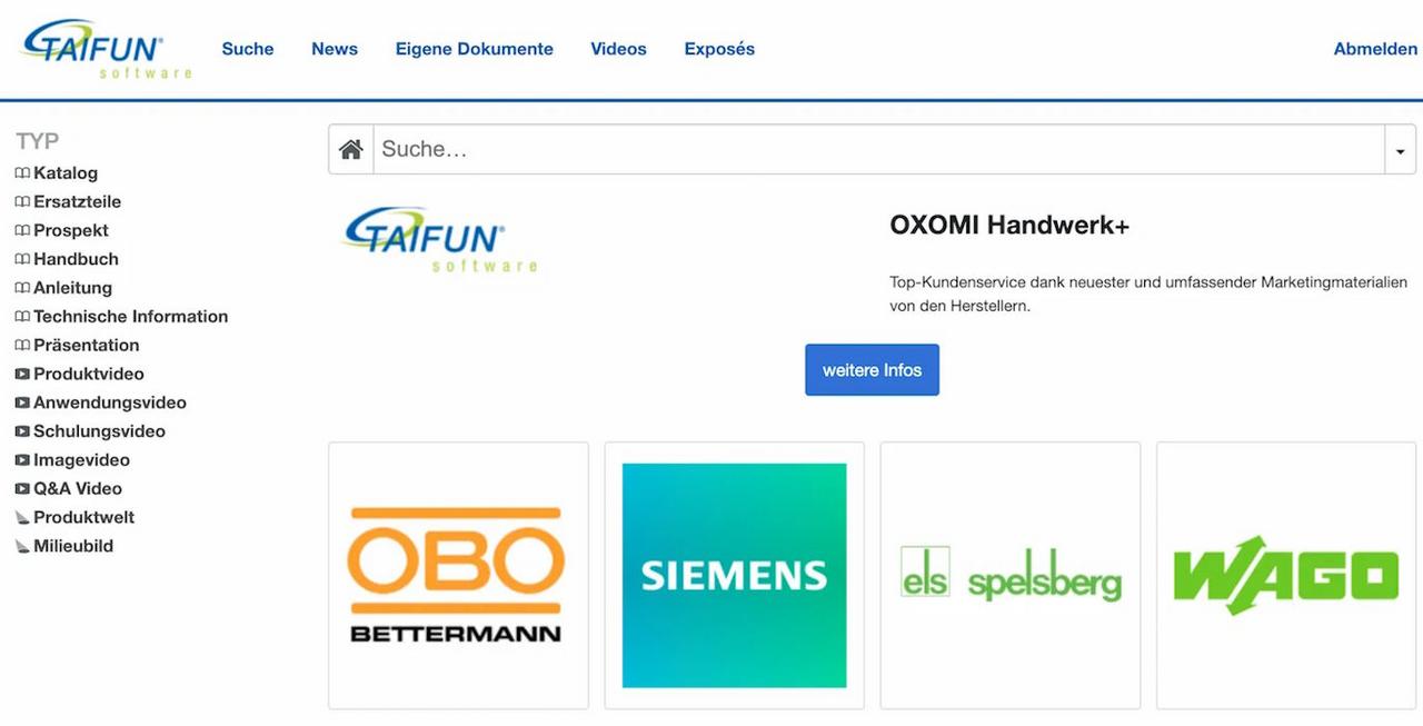 OXOMI Demoportal für Elektro