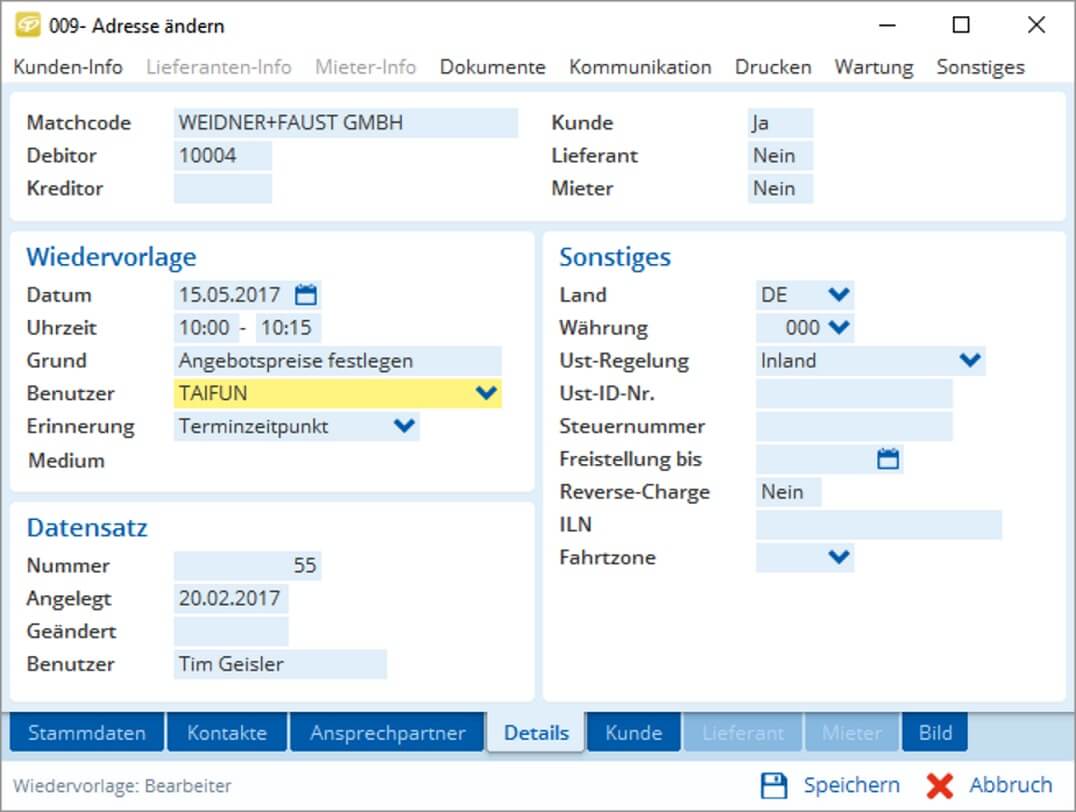 Neues Formulardesign in TAIFUN