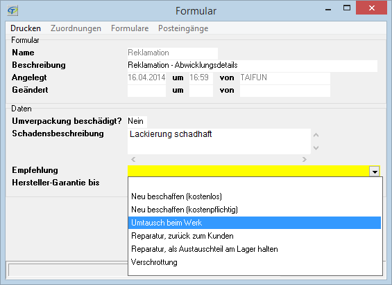 Formulare, die Sie selbst definieren, untersützen die Abwicklung Formulare, die Sie selbst definieren, untersützen die Abwicklung