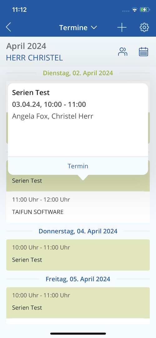 TAIFUN iOS App: Beispieltermin