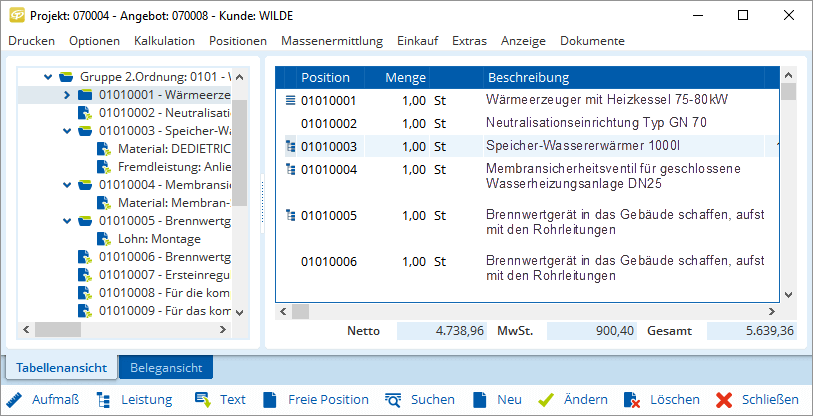 Import und Export von Leistungsverzeichnissen