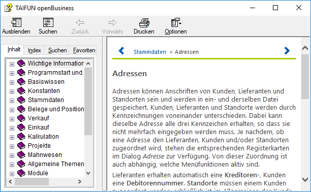 Haupthilfe für TAIFUN-Programm Programmhilfe für Ihr TAIFUN